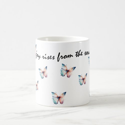 Aqua Purple Joy Rises from the Soul Butterfly  Coffee Mug