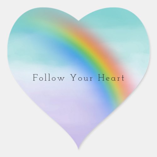 Aqua Purple Rainbow Inspirational   Heart Sticker