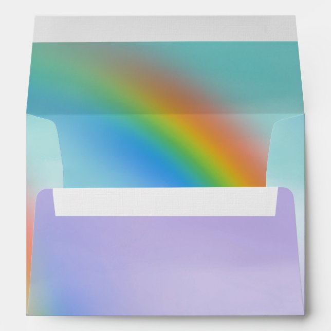 Aqua Purple Rainbow Watercolor Ombre Envelope (Back (Bottom))