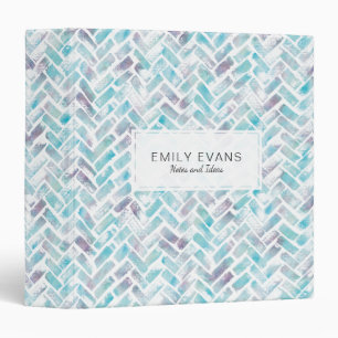 Aqua Purple Watercolor Brush Strokes Pattern 3 Ring Binder