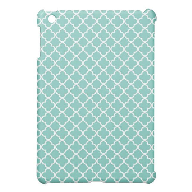 Aqua Quatrefoil Clover Pattern Case For The iPad Mini (Back)