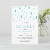 Aqua Raindrops | Baby Sprinkle Invitation (Standing Front)