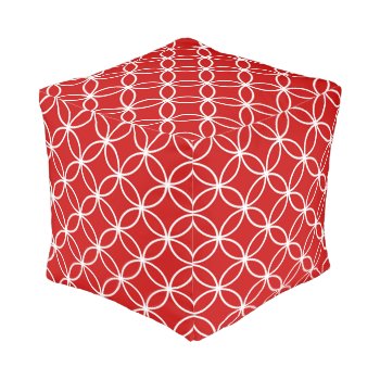 Aqua Red And White Circles Geometric Pattern Pouf by MHDesignStudio at Zazzle