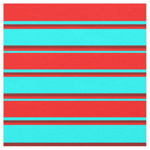 Aqua, Red & Dark Red Lines Pattern Fabric
