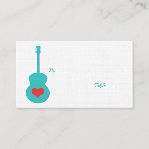 AquaRed Guitar Heart Place Card