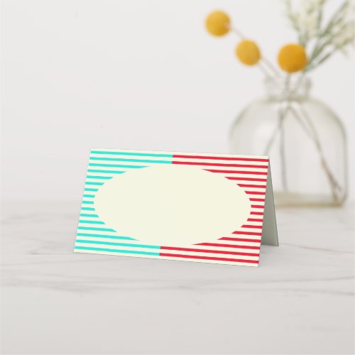 Aqua  Red Party Place Cards