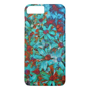 Aqua Red Poppies Flowers Iphone 7 Plus Case by Three_Men_and_a_Mama at Zazzle
