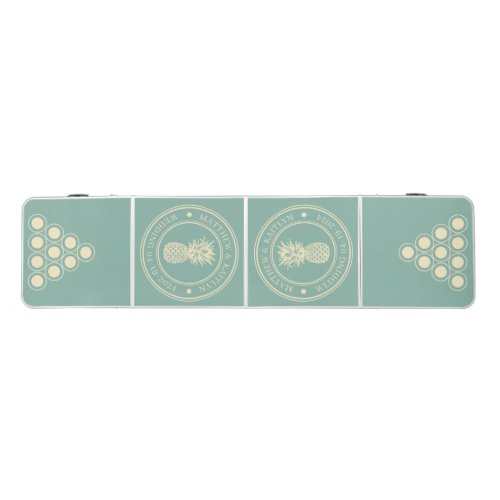 Aqua Reef Pineapple Wedding Crest & Names Beer Pong Table