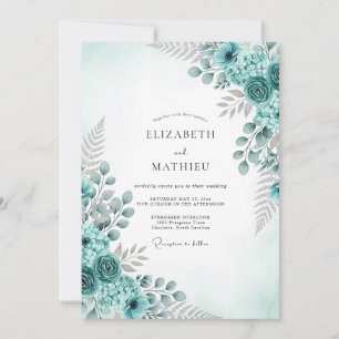 Aqua Refreshing Botanical Wedding Invitation
