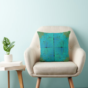 Aqua Resonance Throw Pillow