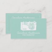 Aqua Retro Camera Photographer Business Card (Front/Back)