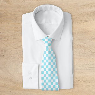 Aqua Retro Checkerboard Neck Tie