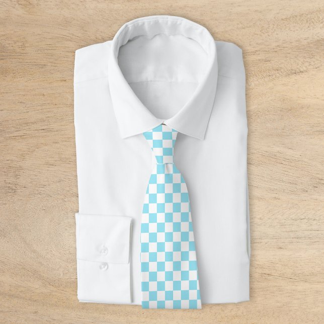 Aqua Retro Checkerboard Neck Tie (Creator Uploaded)