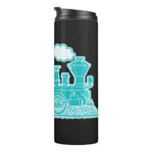 Aqua retro steam train full name thermal tumbler
