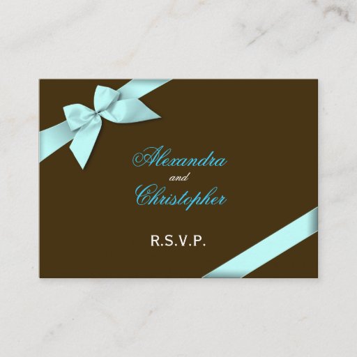 Customizable Aqua Ribbon RSVP Minicard Business Cards
