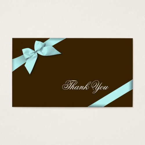 Aqua Ribbon Thank You Minicard Business Cards