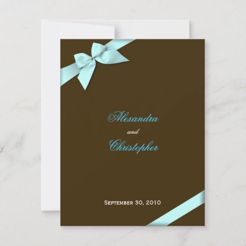 Aqua Ribbon Wedding Announcement