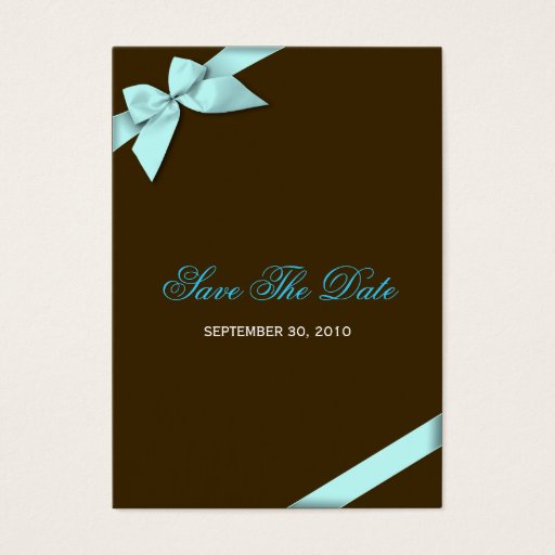 Customizable Aqua Ribbon Wedding Save The Date MiniCard Business Cards