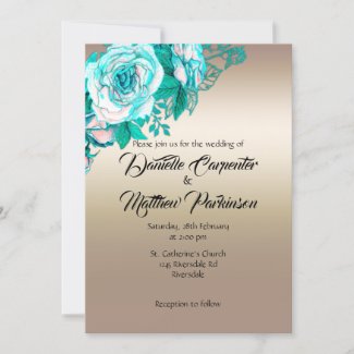 Aqua Rose Elegance on Gold Wedding