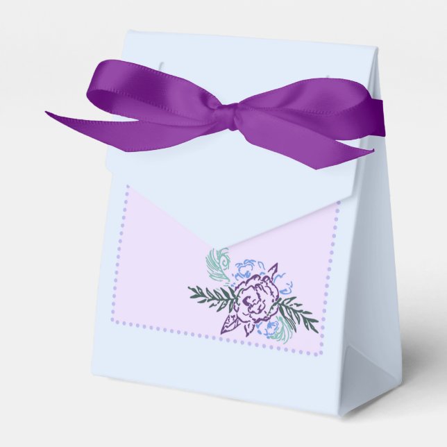 Aqua Rose Wedding Anniversary Favor Boxes (Front Side)