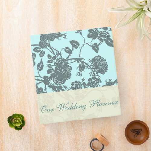 Aqua Rose Wedding Planner 3 Ring Binder