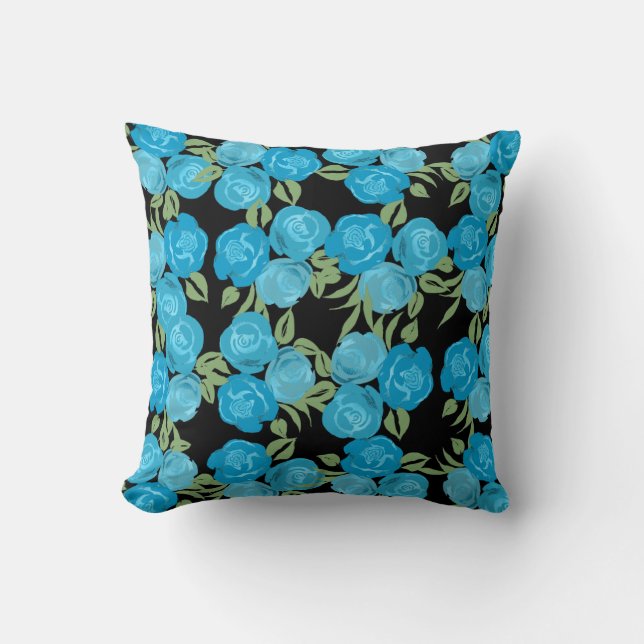 Aqua Roses Pillow (Front)