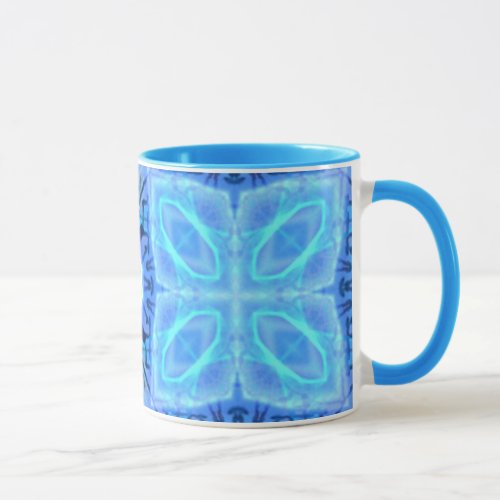Aqua Royal Blue Hawaiian Quilt Mug
