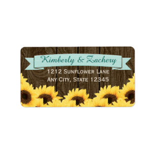 AQUA RUSTIC SUNFLOWER RETURN ADDRESS LABEL