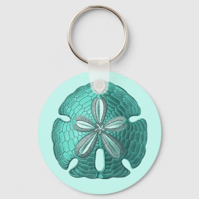 Aqua Sand Dollar Keychain (Front)