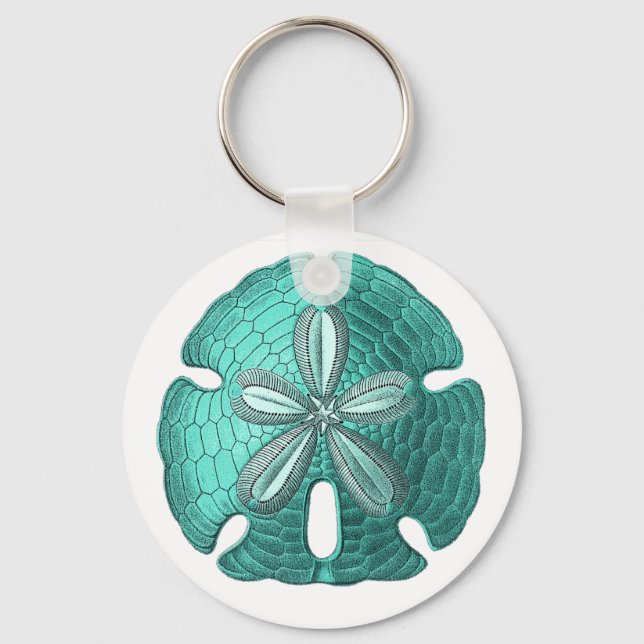 Aqua Sand Dollar Keychain (Front)