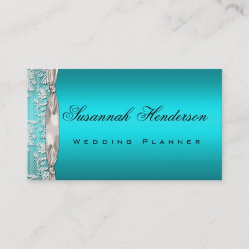 Aqua Satin and White Lace Wedding Planner