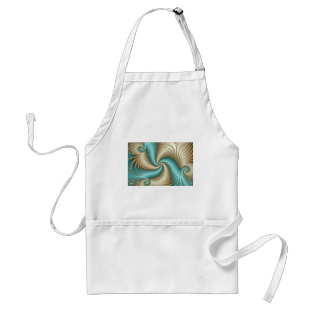 Aqua Satin - Fractal Adult Apron (Front)