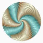 Aqua Satin - Fractal Classic Round Sticker