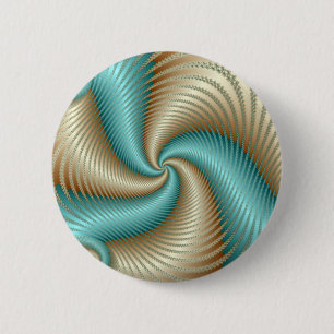 Aqua Satin - Fractal Pinback Button