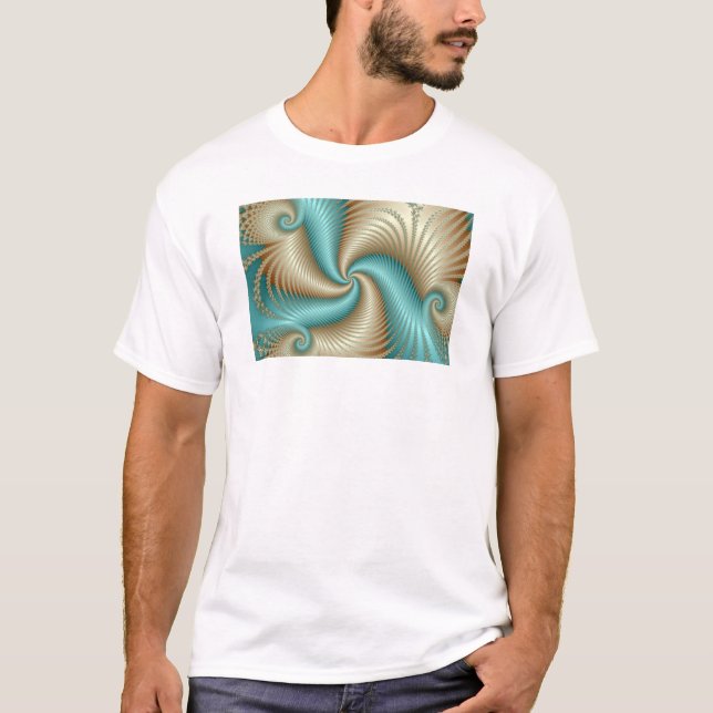 Aqua Satin - Fractal T-Shirt (Front)