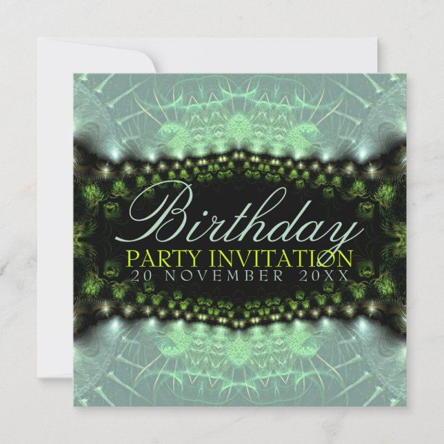 Aqua Satin Lace Birthday + all Event Party Invitat Invitation (Front)