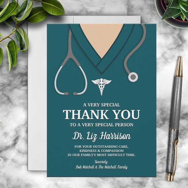 Aqua Scrubs Medical Professional Thank You Card (Creator Uploaded)