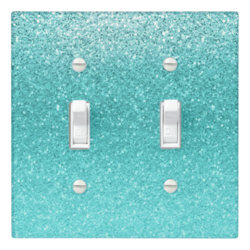 Aqua Sea Blue Glitter Sparkle Glamour Chic Light Switch Cover