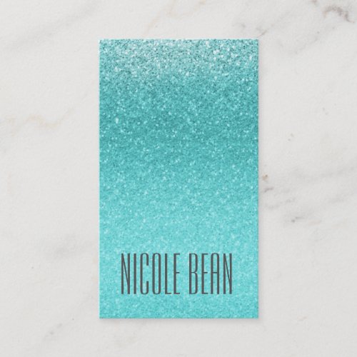 Aqua Sea Blue Glitter Sparkle Party Glam Elegant Business Card