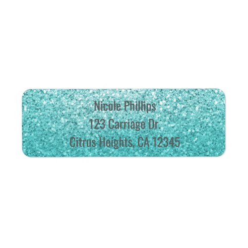 Aqua Sea Blue Glitter Sparkle Party Invitation Label