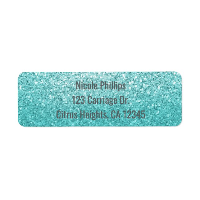 Aqua Sea Blue Glitter Sparkle Party Invitation Label (Front)