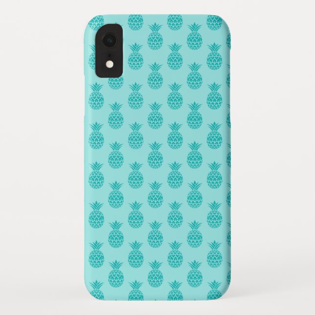 Aqua Sea Foam Blue Pineapple Pattern Case-Mate iPhone Case (Back)