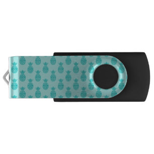 Aqua Sea Foam Blue Pineapple Pattern Flash Drive