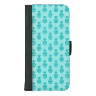 Aqua Sea Foam Blue Pineapple Pattern iPhone 8/7 Plus Wallet Case