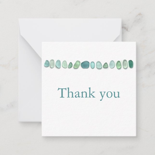 Aqua Sea Glass Flat Note Card (Front)