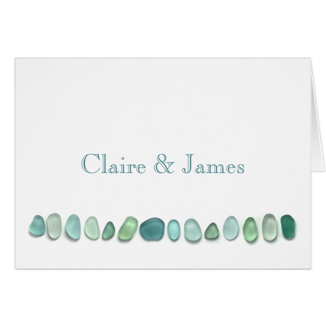 Aqua Sea Glass Personalized Card (Front Horizontal)