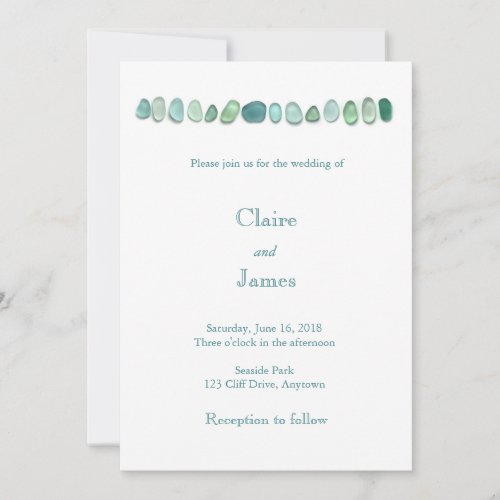 Aqua Sea Glass Wedding Invitation