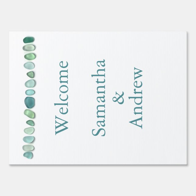 Aqua Sea Glass Yard Sign (Front)