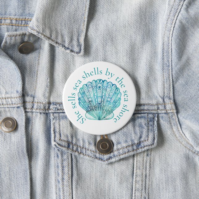 Aqua Sea Shell Button (In Situ)
