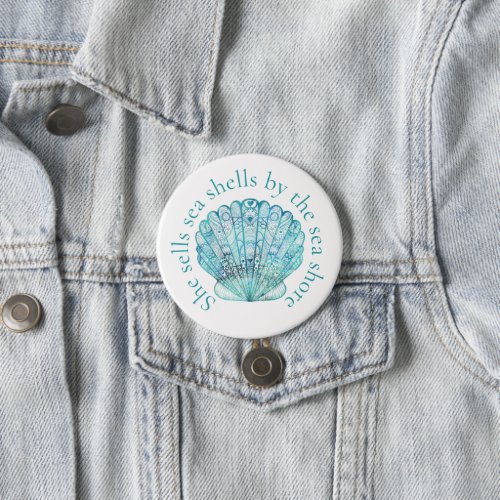 Aqua Sea Shell Button